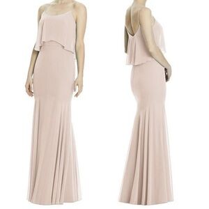 Lela Rose Bridesmaid Blush Pink Cameo Maxi Gown sz 14